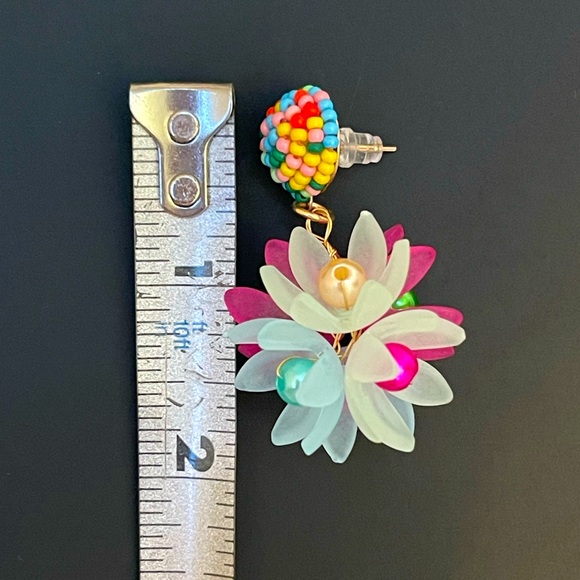 Bohemian Summer Floral Earrings | Pink, Light Blue - Picture 4 of 5